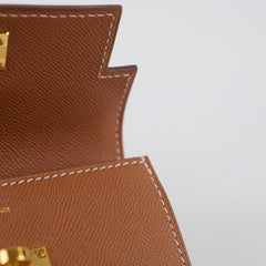 Hermes Kelly Pochet Slim Wristlet Gold Epsom