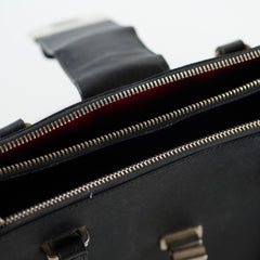 Prada Saffiano Black Studded Top Handle Bag