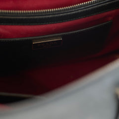 Prada Saffiano Black Studded Top Handle Bag