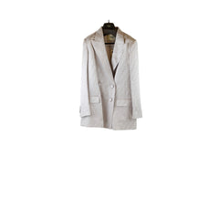 Fendi Silk Blazer Silver Size 46