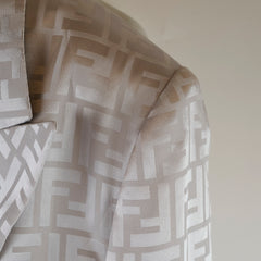 Fendi Silk Blazer Silver Size 46