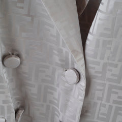 Fendi Silk Blazer Silver Size 46