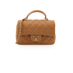 Chanel Mini Top Handle Caramel Microchipped