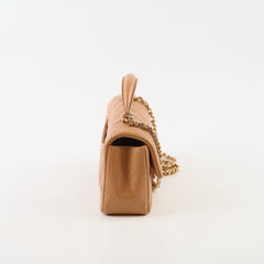 Chanel Mini Top Handle Caramel Microchipped