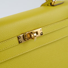 Hermes Kelly 25 Epsom Lime Y Stamp