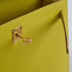 Hermes Kelly 25 Epsom Lime Y Stamp