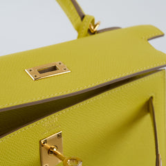 Hermes Kelly 25 Epsom Lime Y Stamp
