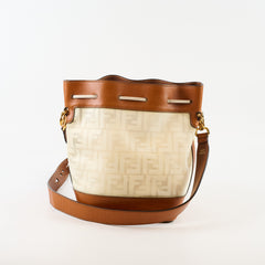 Fendi Grande Mon Tresor Bucket Zucca FF Monogram Bag White/Brown