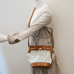 Fendi Grande Mon Tresor Bucket Zucca FF Monogram Bag White/Brown