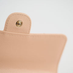 Chanel Quilted Flap Wallet Caviar Lt Pink Beige