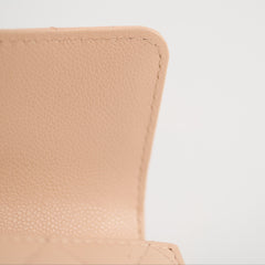 Chanel Quilted Flap Wallet Caviar Lt Pink Beige