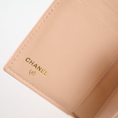 Chanel Quilted Flap Wallet Caviar Lt Pink Beige
