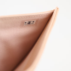 Chanel Quilted Flap Wallet Caviar Lt Pink Beige