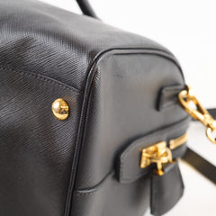 Prada Black Saffiano Lux Boston Bag