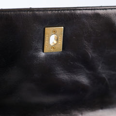 Chanel Coco Handle Large Iridescent Chevron Aged Calfskin Black LGHW