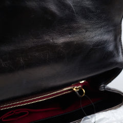 Chanel Coco Handle Large Iridescent Chevron Aged Calfskin Black LGHW