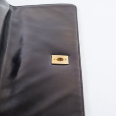 Chanel Coco Handle Large Iridescent Chevron Aged Calfskin Black LGHW