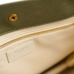 Saint Laurent Tote Bag Canvas Khaki / Lt Grey
