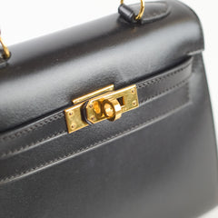 Hermes Vintage Mini Kelly Black GHW Y in circle