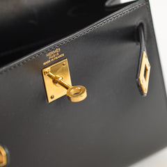 Hermes Vintage Mini Kelly Black GHW Y in circle