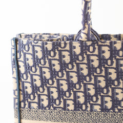 Dior Large Book Tote Oblique Embroidered Canvas Navy