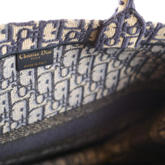Dior Large Book Tote Oblique Embroidered Canvas Navy