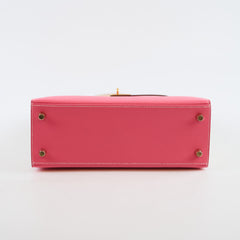Hermes Kelly 25 Rose Azalee with Craie Detailing Epsom Brushed Gold Hardware - A Stamp