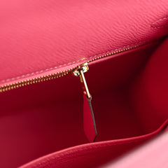 Hermes Kelly 25 Rose Azalee with Craie Detailing Epsom Brushed Gold Hardware - A Stamp