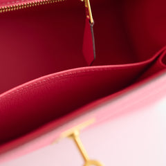 Hermes Kelly 25 Rose Azalee with Craie Detailing Epsom Brushed Gold Hardware - A Stamp