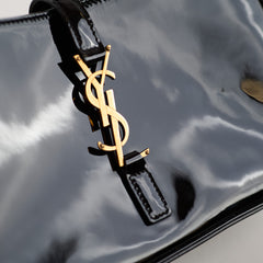 Saint Laurent Le 5 a 7 Patent Hobo Bag Black