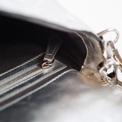 Fendi Medium Baguette FF Metalic Leather Flap Silver