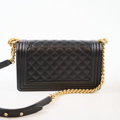 Chanel Boy New Medium Quilted Caviar Black