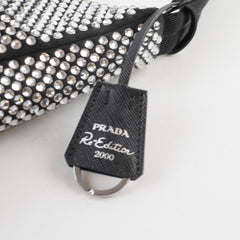 Prada Mini Re-edition 2000 Crystal Satin Black