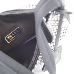 Prada Mini Re-edition 2000 Crystal Satin Black