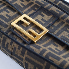 Fendi Medium FF Jacquard Canvas Baguette Brown