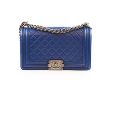 Chanel Old Medium Boy Bag Lambskin Blue 23Series