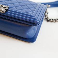 Chanel Old Medium Boy Bag Lambskin Blue 23Series