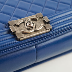 Chanel Old Medium Boy Bag Lambskin Blue 23Series