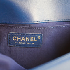 Chanel Old Medium Boy Bag Lambskin Blue 23Series