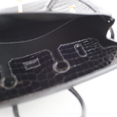 Hermes Shiny Black Croc Porosus Birkin 25 - Z Stamp