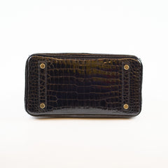 Hermes Shiny Black Croc Porosus Birkin 25 - Z Stamp