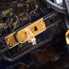 Hermes Shiny Black Croc Porosus Birkin 25 - Z Stamp