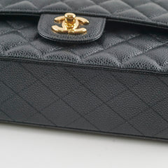 Chanel Medium/Large Double Classic Flap Caviar Black 31 Series