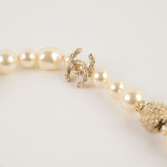 Chanel Pearl Bead CC Logo Chocker Necklace