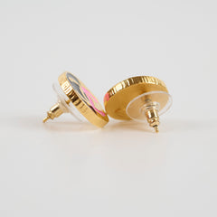Chanel Round Earrings Pink/Black