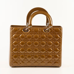 Christian Dior Lady Dior Large Patent Brown (old style)