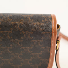 Celine Triomphe Medium Folco Crossbody Tan Brown