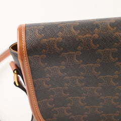 Celine Triomphe Medium Folco Crossbody Tan Brown