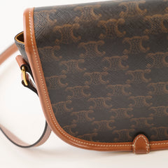 Celine Triomphe Medium Folco Crossbody Tan Brown