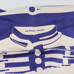 Hermès Brandebourgs Tattoo 90cm Silk Scarf Blue